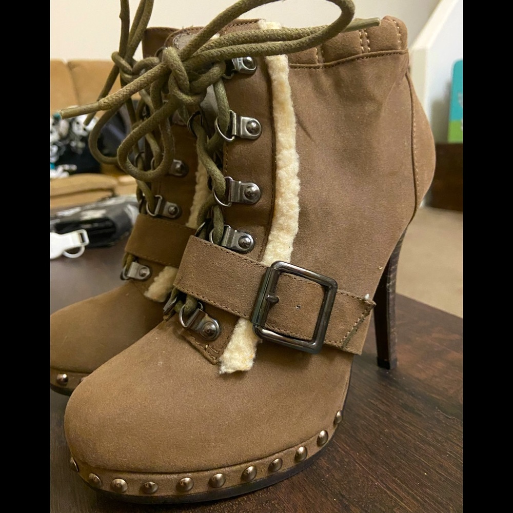 Stiletto Boots with Fleece/Fur Trim